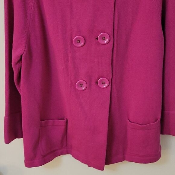 MADISON Hot Pink Double Breasted Preppy Cardigan Sweater - Picture 2 of 6